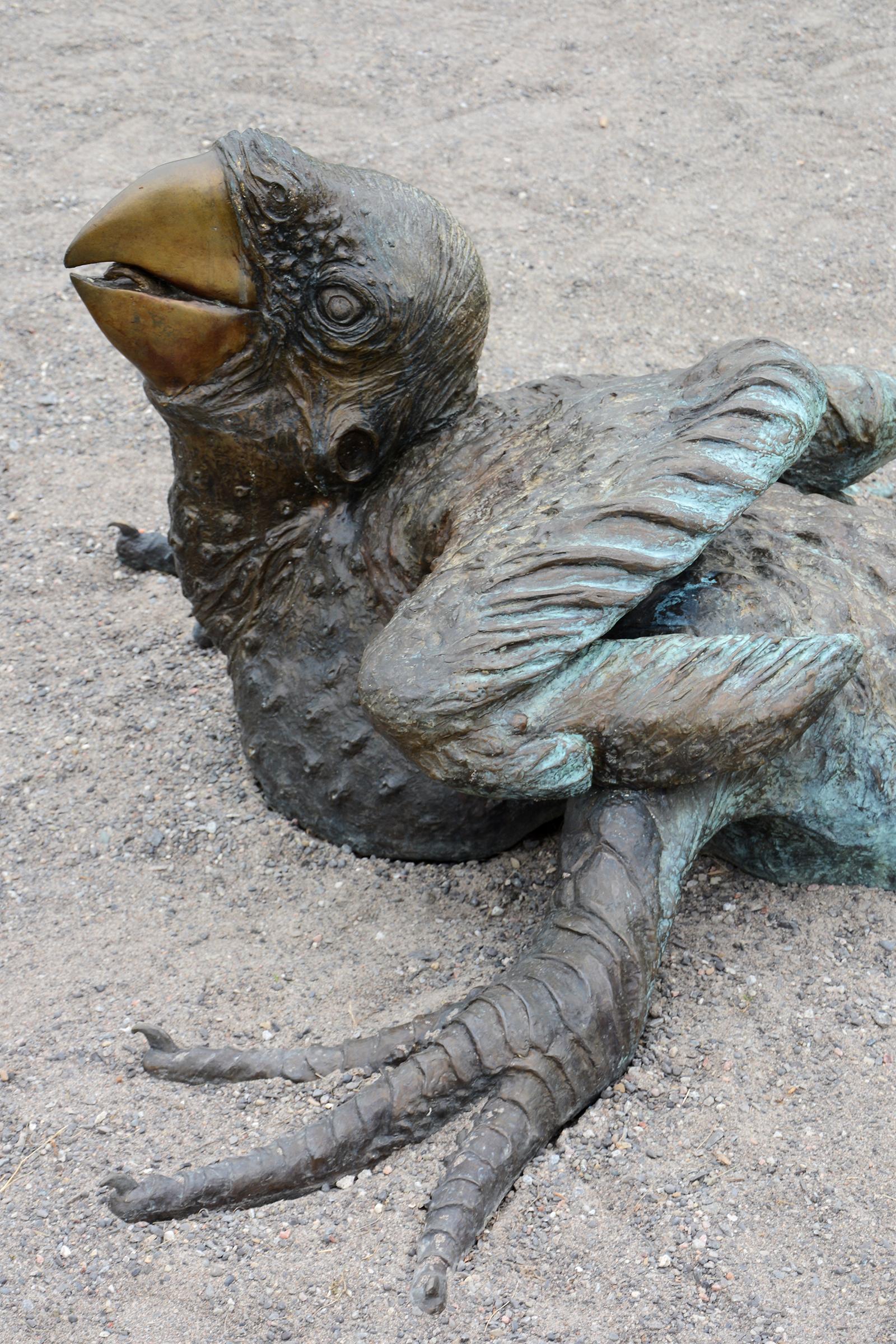 Macaw  groe, rustikale, figurative Skulptur, Tier, Vogel, Bronze im Angebot 4