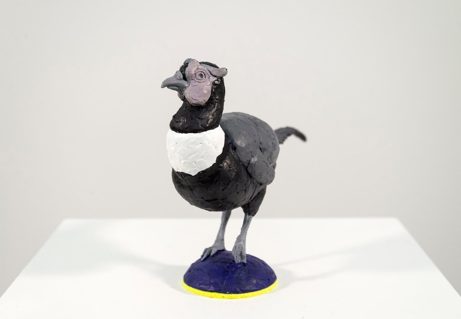 Pheasant - grey, blue, figurative, bird, cast resin, tabletop sculpture - Gray Figurative Sculpture by Nicholas Crombach