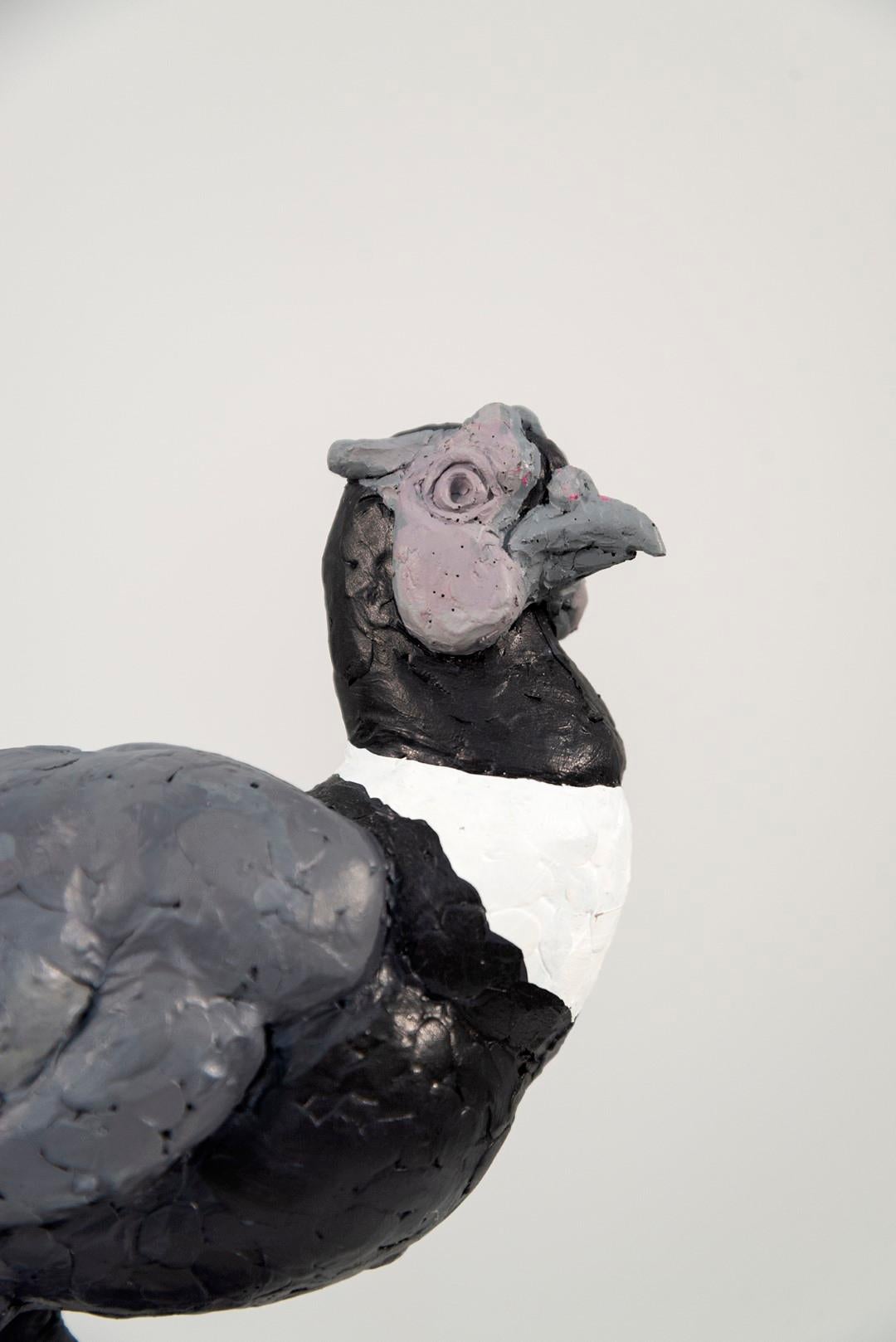 Pheasant - grey, blue, figurative, bird, cast resin, tabletop sculpture For Sale 2