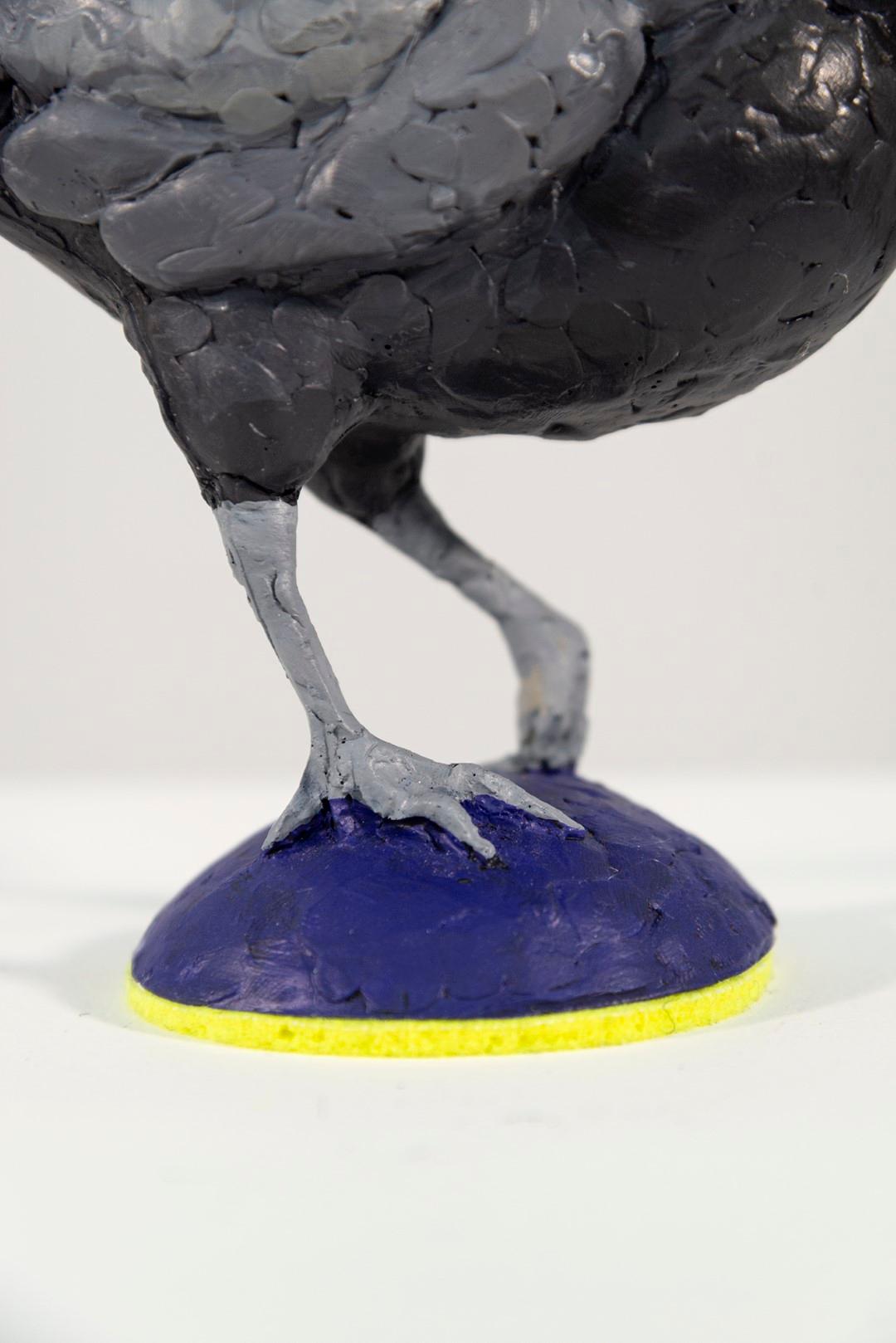 Pheasant - grey, blue, figurative, bird, cast resin, tabletop sculpture For Sale 3