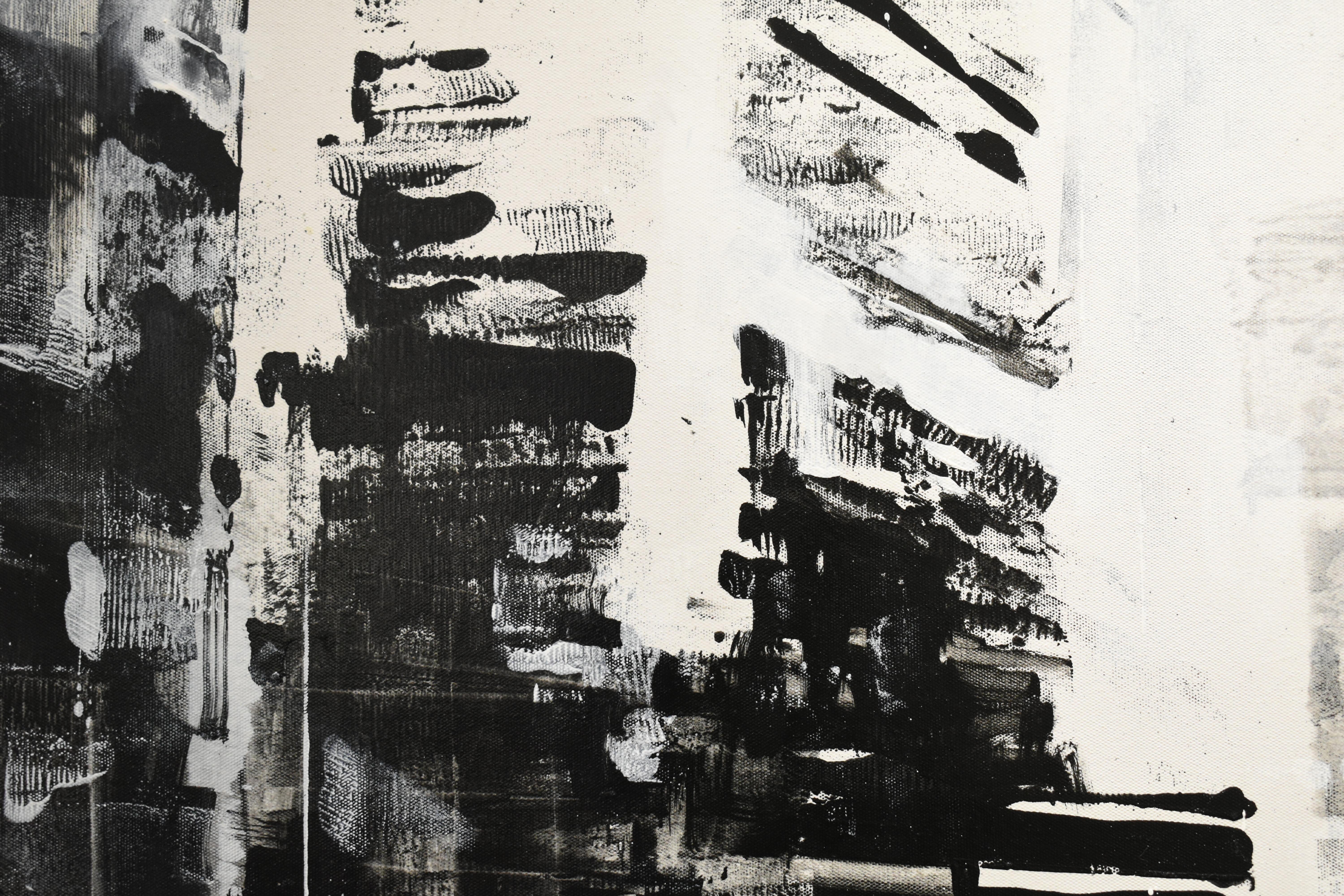 Schwarz-Weiß Kuala Lumpur Stadtbild Contemporary Abstract Expression – Painting von Nicholas Choong