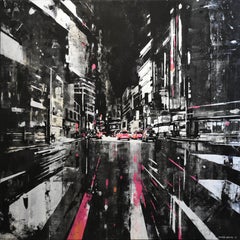 Black White Pink Lights & Nights Cityscapes Contemporary Abstract Expression 