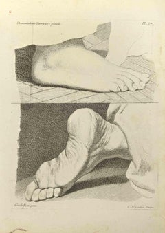 Estudios de anatomía según Guido Reni - Aguafuerte de Nicholas Cochin - 1755