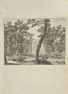 Landschaftslandschaft – Radierung von Nicholas Cochin – 1755