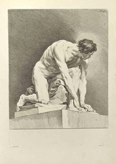 Posing Man - Etching by Nicholas Cochin - 1755