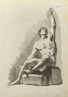 Posing Man - Etching by Nicholas Cochin - 1755