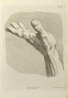 Antique The Study of Hand after Bouchardon - Etching by Nicholas Cochin - 1755