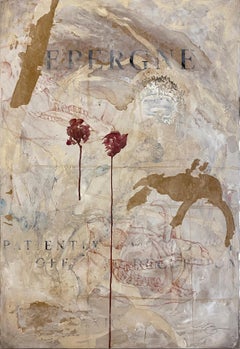 "Epergne" (Abstract, Layered, Neutral, Floral and Figure Painting on Canvas)