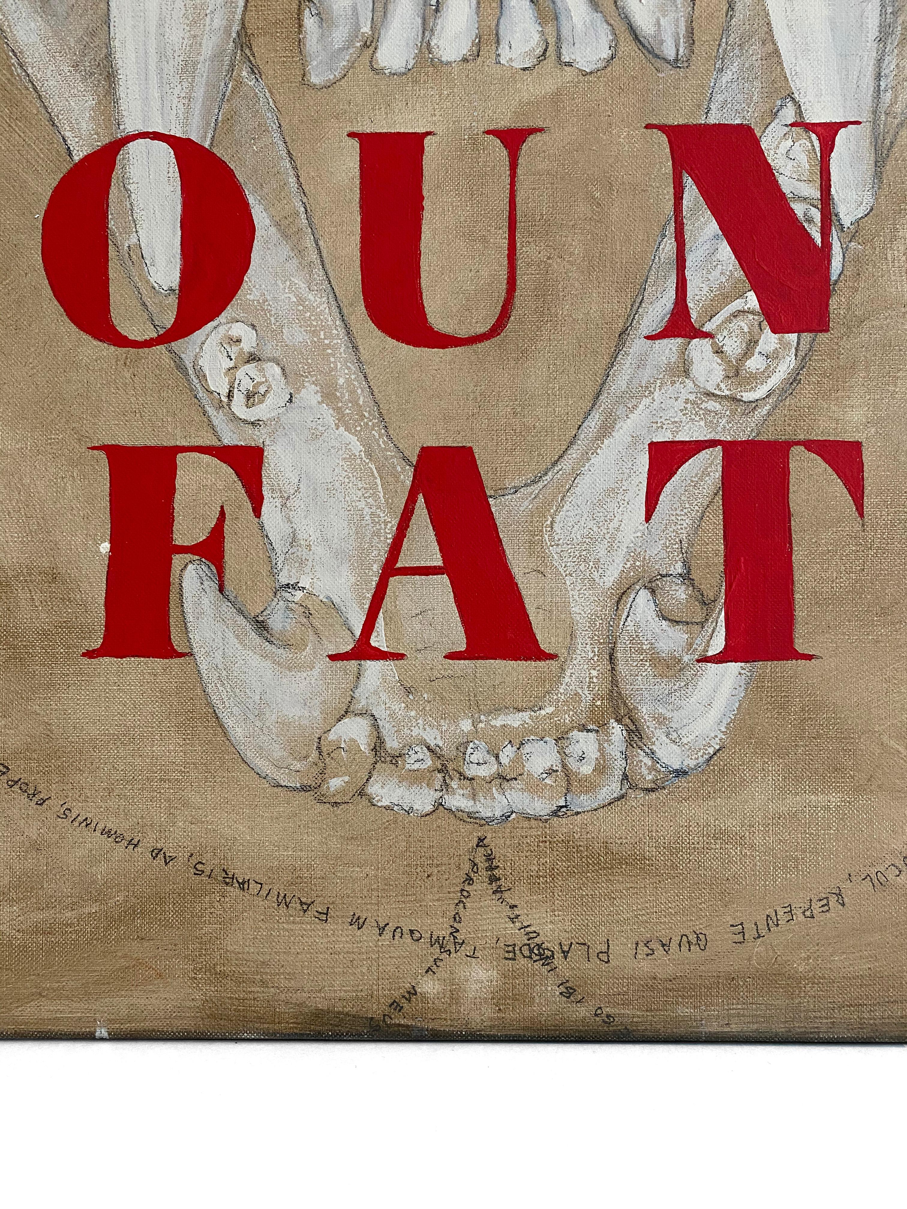 „Found Fat“ (Abstrakt, Neutral, Totenkopf, Kühn, Grafik, Typ, Text, Rot, Grün) im Angebot 1