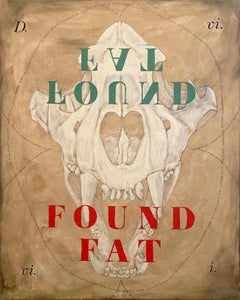 „Found Fat“ (Abstrakt, Neutral, Totenkopf, Kühn, Grafik, Typ, Text, Rot, Grün)