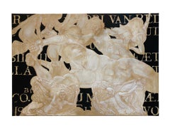 "Some Sanctuaries, Some Sirens" (Figurative, Nude, Neutral, Painting with Type)