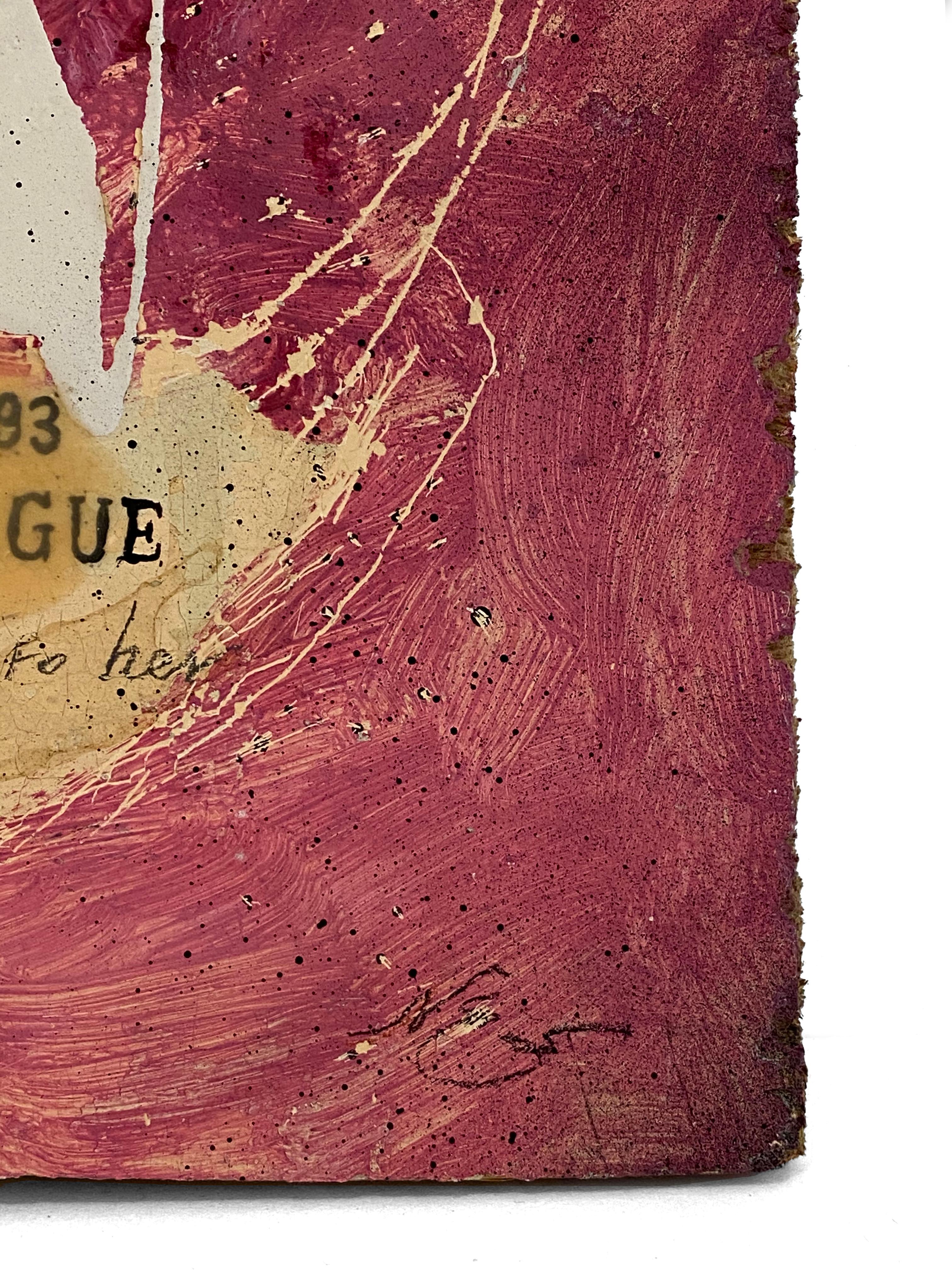 „1893 Prag“ (Abstract, Vibrant, Pink, Women, Feminine, Antikes Holzgemälde) im Angebot 1