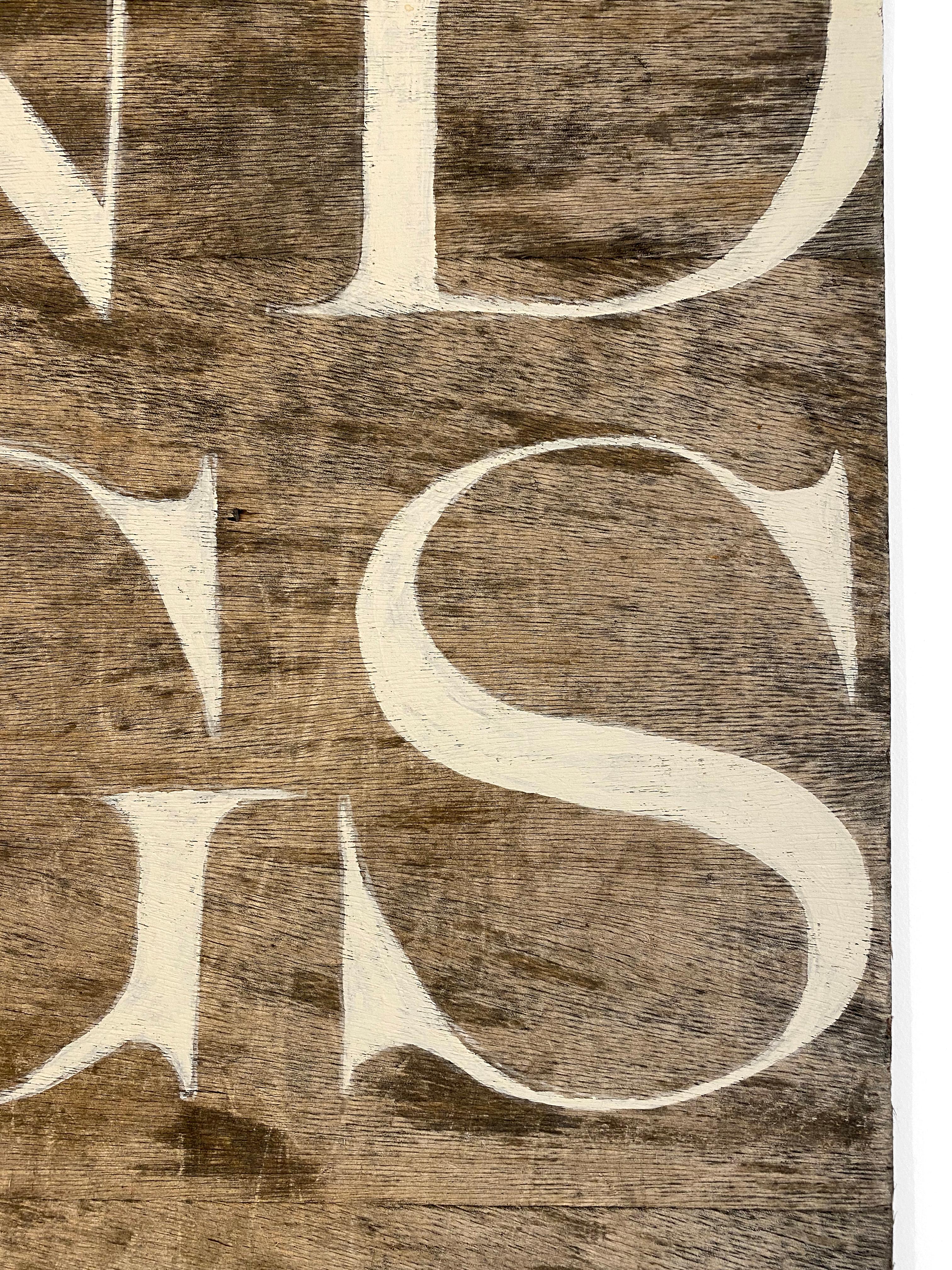 GAMBE POSTERIORI
2020
Parigi, Francia

Un'audace tipografia serif dipinta a mano su legno grezzo recita: 'Zampe posteriori adulto'. In questo pezzo sono presenti sottili toni primitivi, animaleschi e sessuali. Una forma astratta al centro è