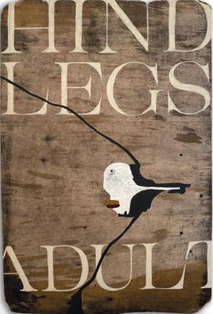 "Hind Legs" (Abstract Painting with Bold, Graphic Type on Wood, 122,25 x 80cm)