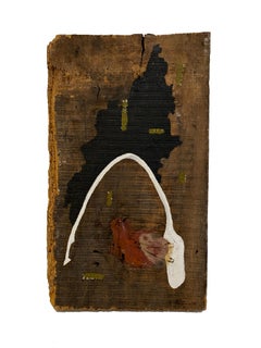 "Tooth to Rib" (Abstract, Bold, Graphic Painting on Antique Wood)