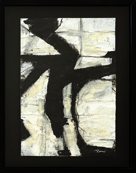 "Hatching XVI" (Abstract, Bold, Graphic, Black and White, Framed Painting)