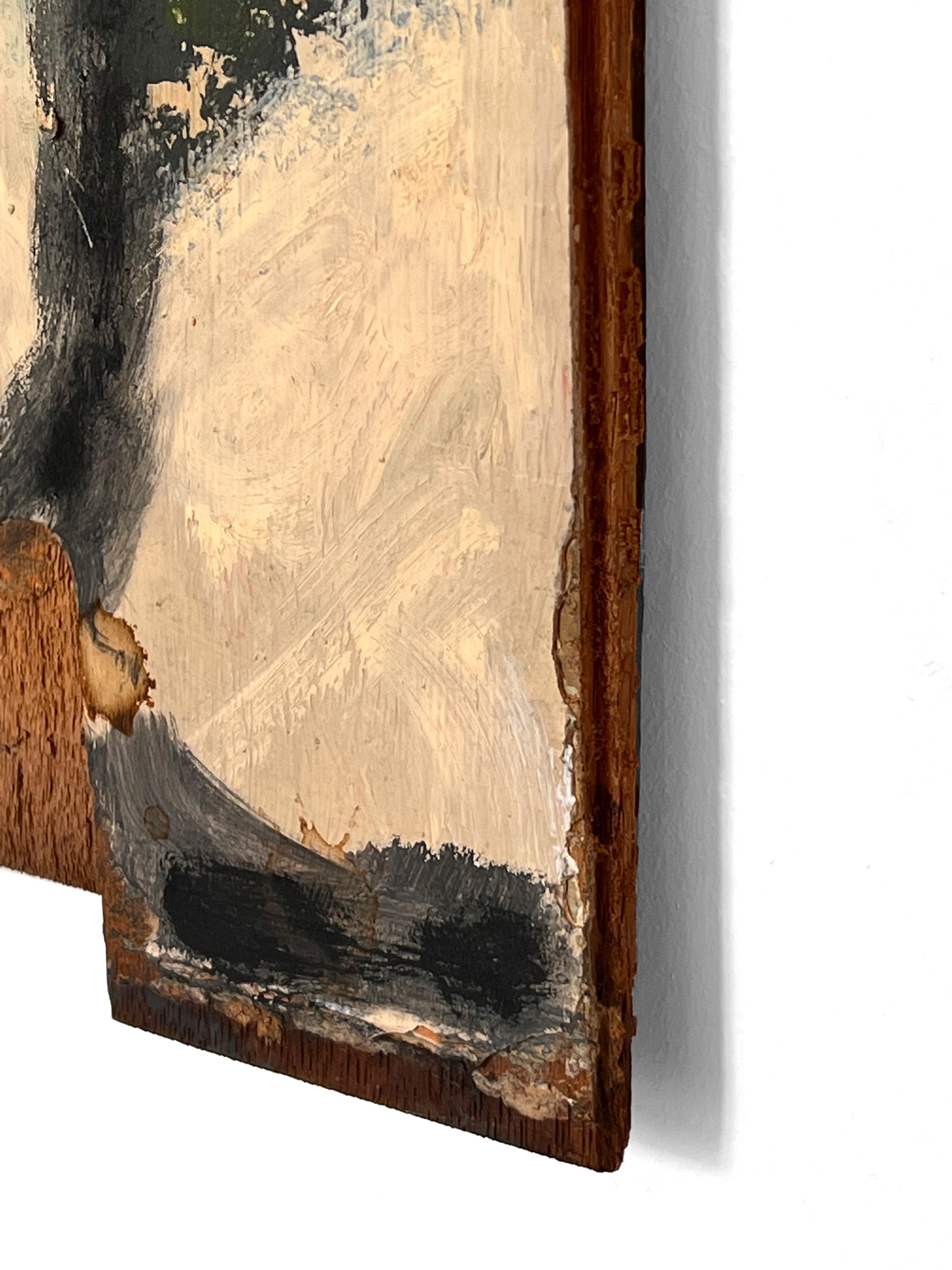 «ove Heads » (abstraite, florale, roses, rose, rustique, vintage, bois antique) en vente 2