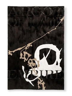 “Argot of Late” (Large Abstract Painting, Bold, Graphic, Type, Wood)