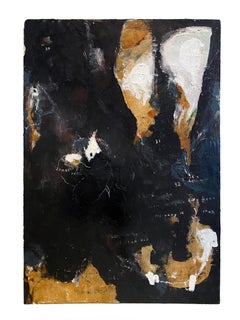 Cube de guépard (peinture noire, neutre, abstraite et contemporaine sur bois)