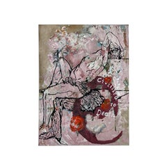 "Civilized to Death" (Contemporary, Verspielt, Text, Schrift, Akt, Figurativ, Rosa)