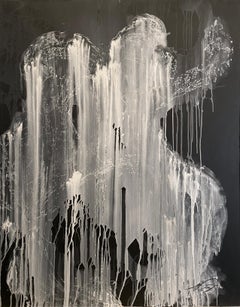 "Deluge” (Black and White Drips, High Contrast, Abstract, Large Format Painting)