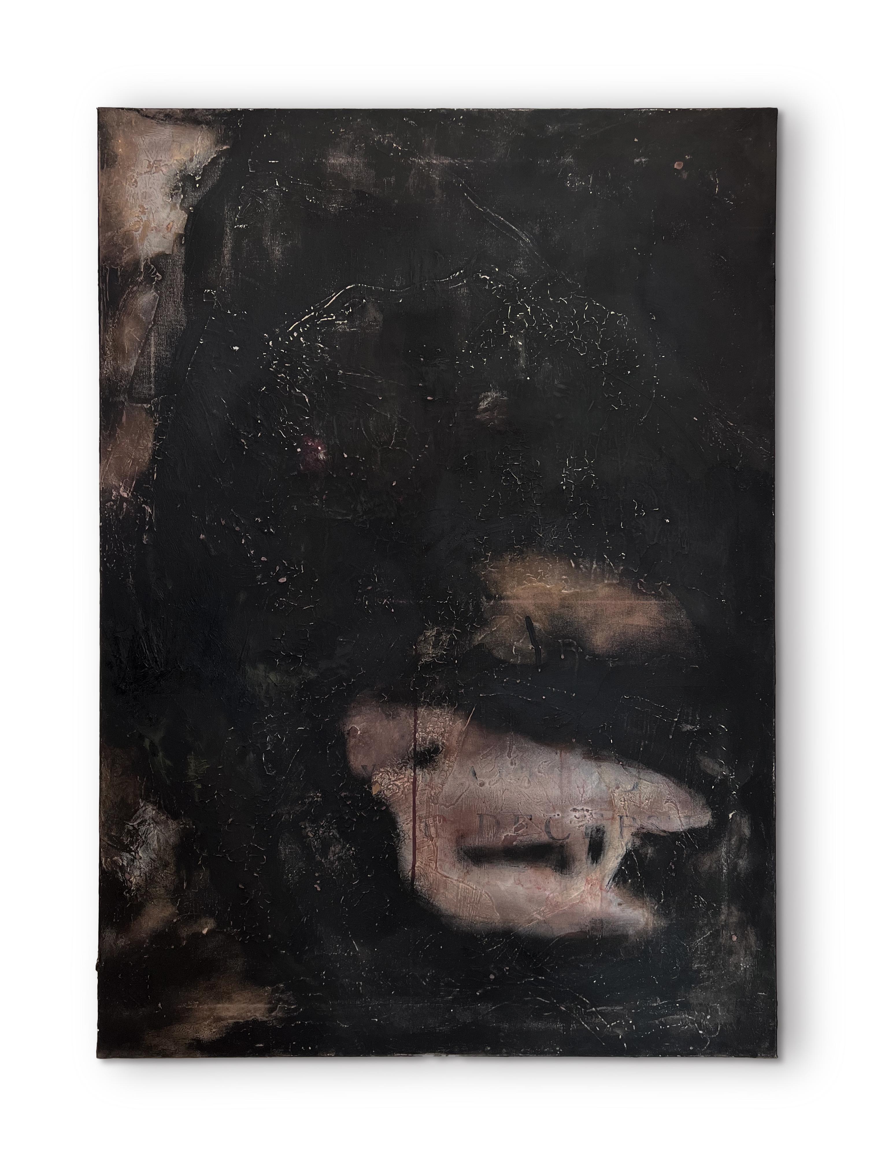 „Epergne“ (Schwarz-Weiß, abstrakt, surreal, dunkel, geheimnisvoll, natürlich, Leinwand) – Painting von Nicholas Evans