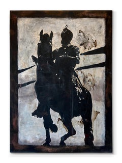 "E.S. White IV" (noir et blanc, figuratif, sculpture de cheval, historique, abstrait)