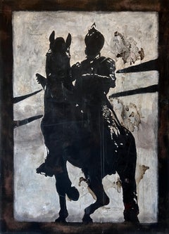 "E.S.H. IV" (Schwarz-Weiß, figurativ, Pferdeskulptur, historische, abstrakt)