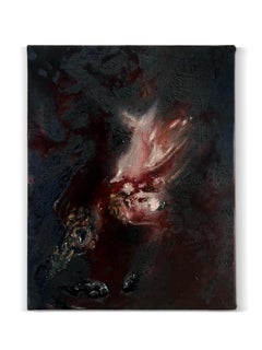 "Eve Of Parting" (contemporáneo, abstracto, original, oscuro, cálido, óleo, negro, rojo)
