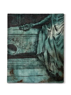 « Excellente offre » (peinture de statue ancienne et émotionnelle sur toile teinte verte)