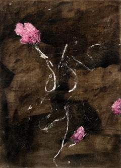 "For Granted I." (tranquillo, floreale, morbido, naturale, astratto, antico lino francese)