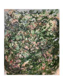 "Ghost of the Gardens II" (green floral, energetic, abstract, optional triptych)