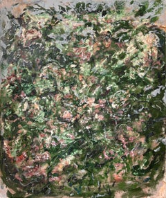 "Ghost of the Gardens II" (green floral, energetic, abstract, optional triptych)