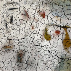 "Le Pare-Brise" (Soft Colors, Cracked Texture, Abstract, Bold, Painting on Wood)