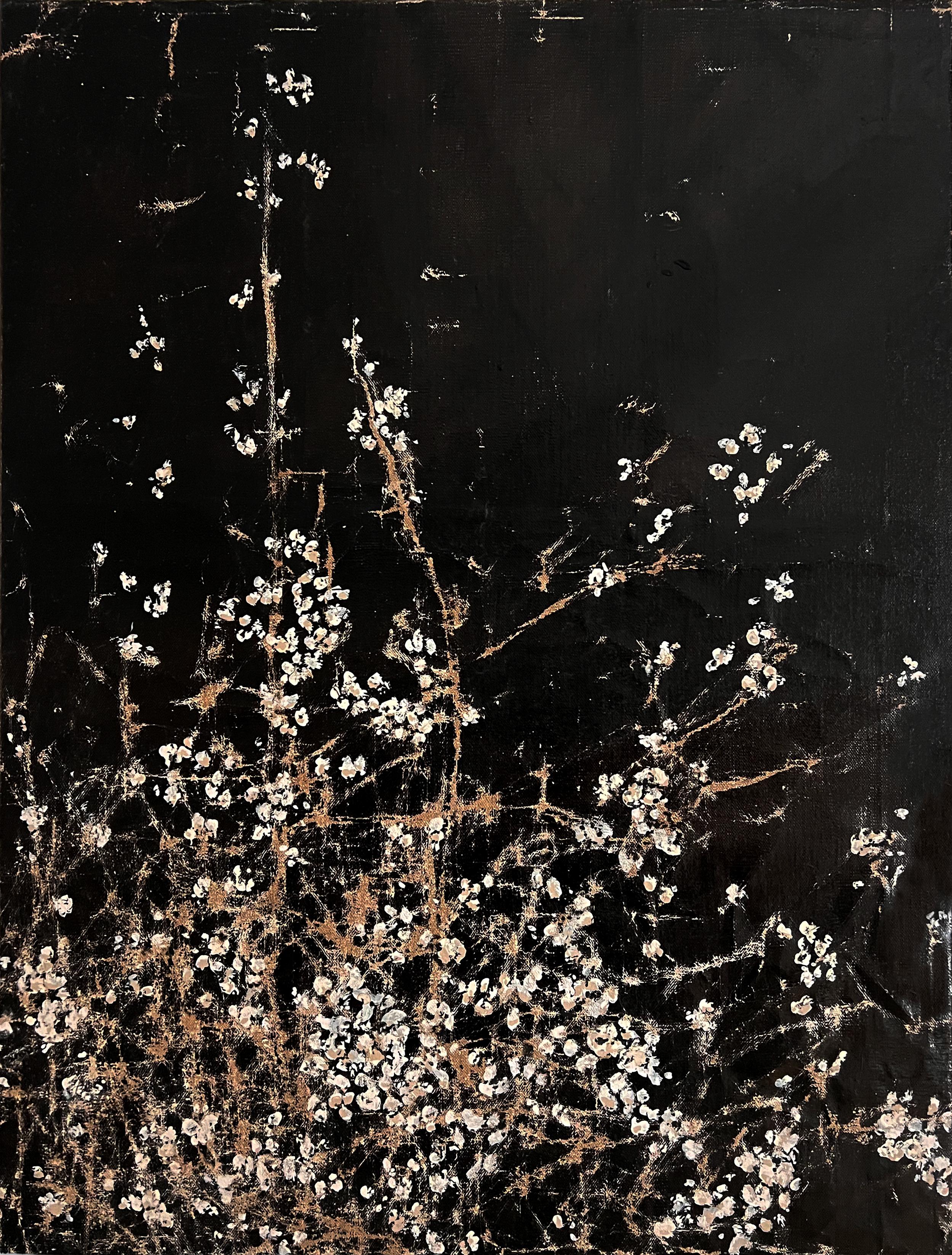 "Luctor Et Emerge" (Flora, Original, Contemporary, Floral, Flowers, Dark, Black)