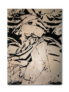 "Mantis" (abstract painting, graphic, bold, black, dynamic, India ink on canvas)