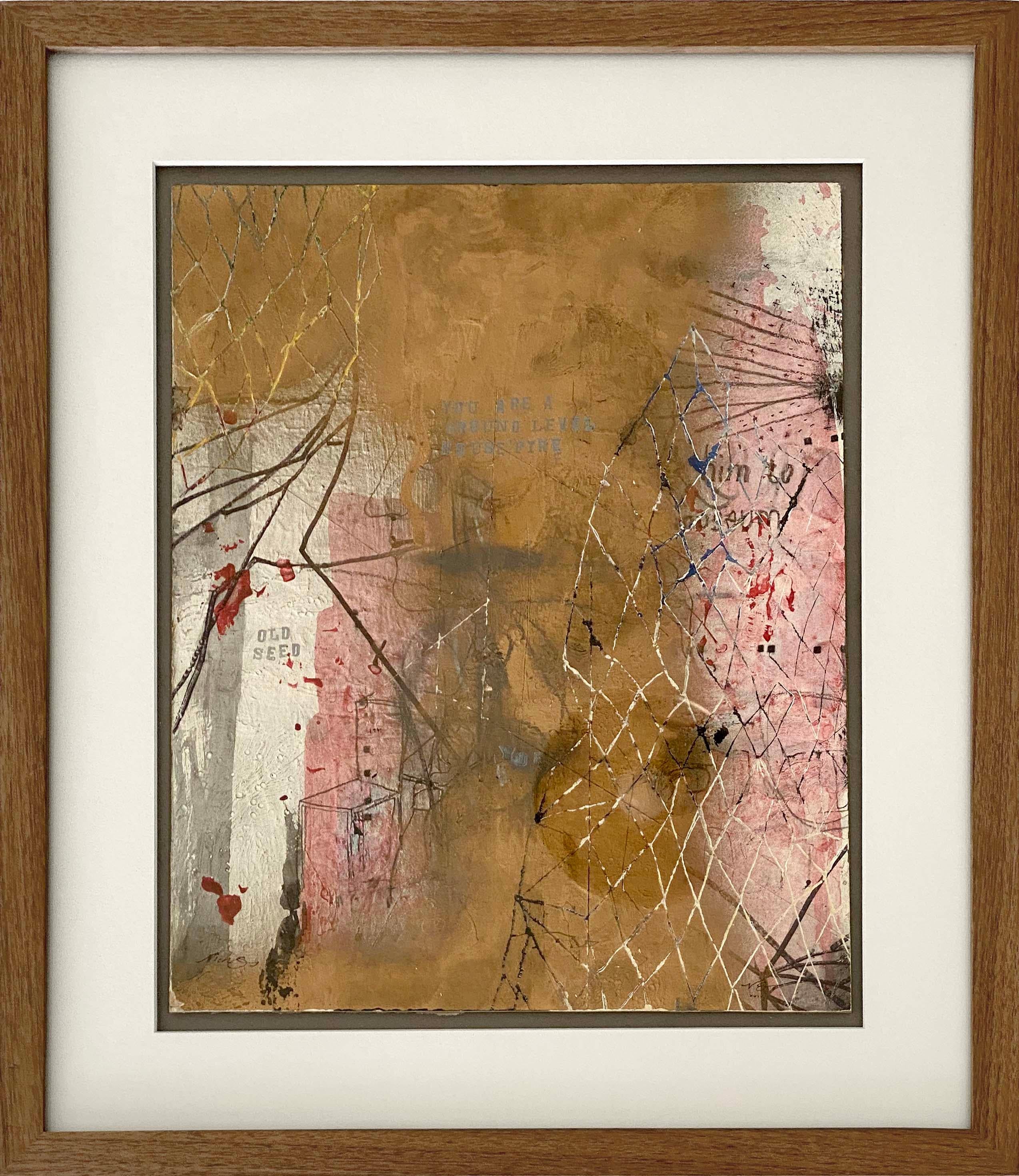 "Old Seed" (Abstract, Contemporary, Pink, White, Custom Framed, Gallery Glass)