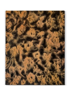 "Overtures Like That" (astratto, floreale, tinta, arancione, marrone, lino antico)