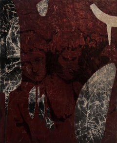 "Pacem Appellant" (Deep Red, Oxblood, Dark, Black, Figures, Original Painting)
