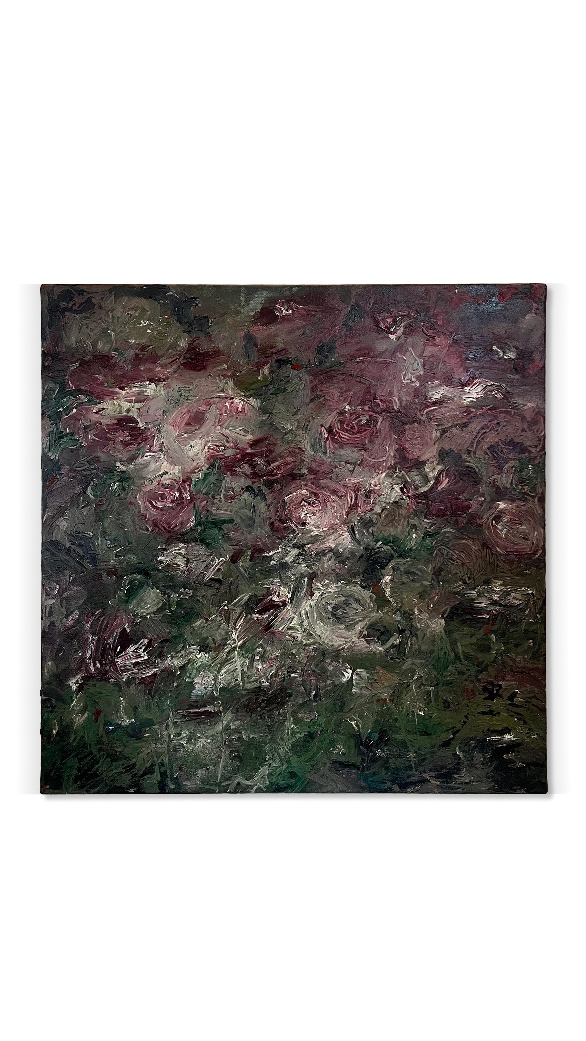 „Potion als Ort“ (Violet Floral, Energetic, Vibrant, Abstract, Landscape) – Painting von Nicholas Evans