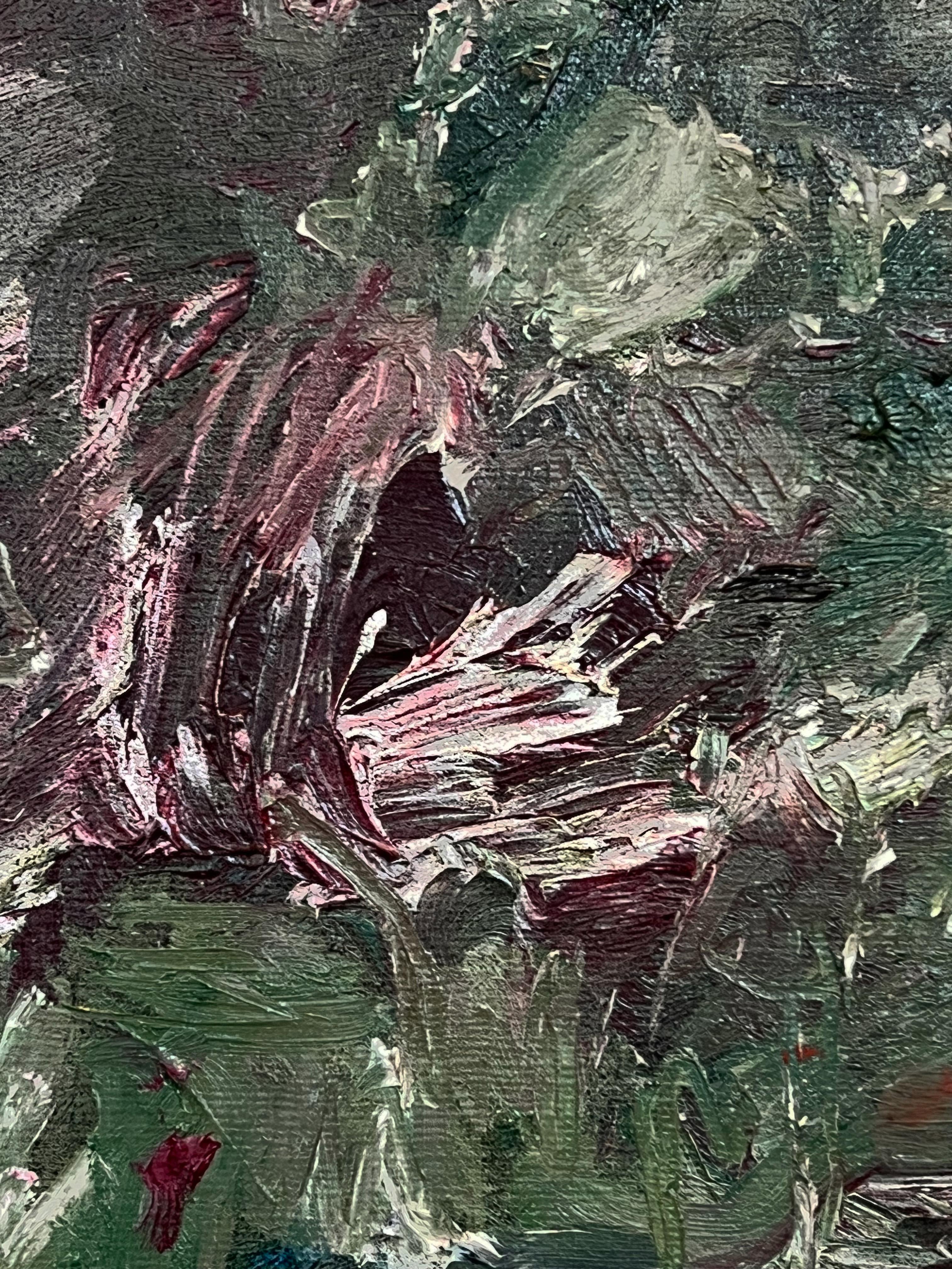 „Potion als Ort“ (Violet Floral, Energetic, Vibrant, Abstract, Landscape) (Schwarz), Abstract Painting, von Nicholas Evans