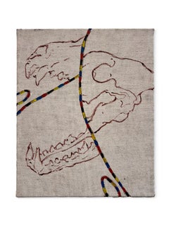 "Practice On Me" (astratto, teschio, denti, animale, natura, grezzo, naturale, lino)