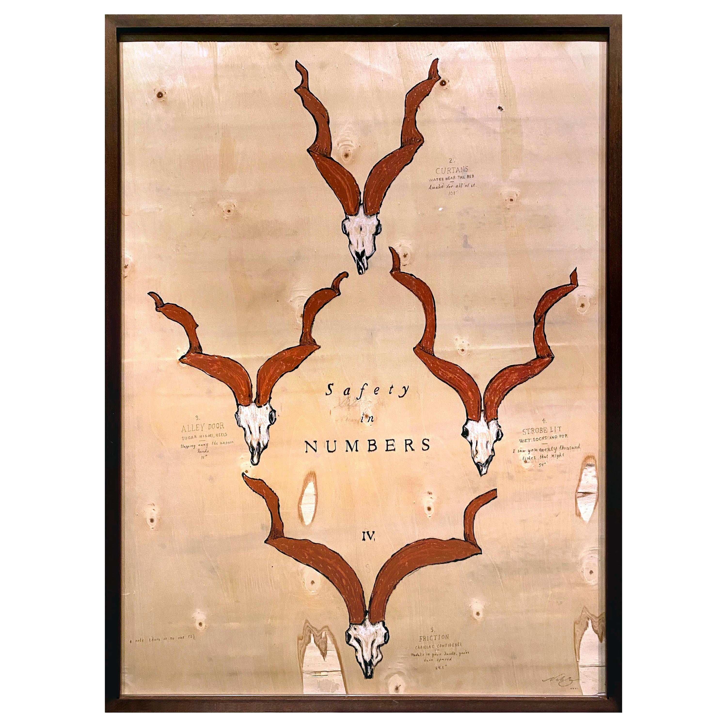 Animal Painting Nicholas Evans - "Safety in Numbers" (Abstrait, Contemporary, Encadré, Type, Texte, Verre de galerie)