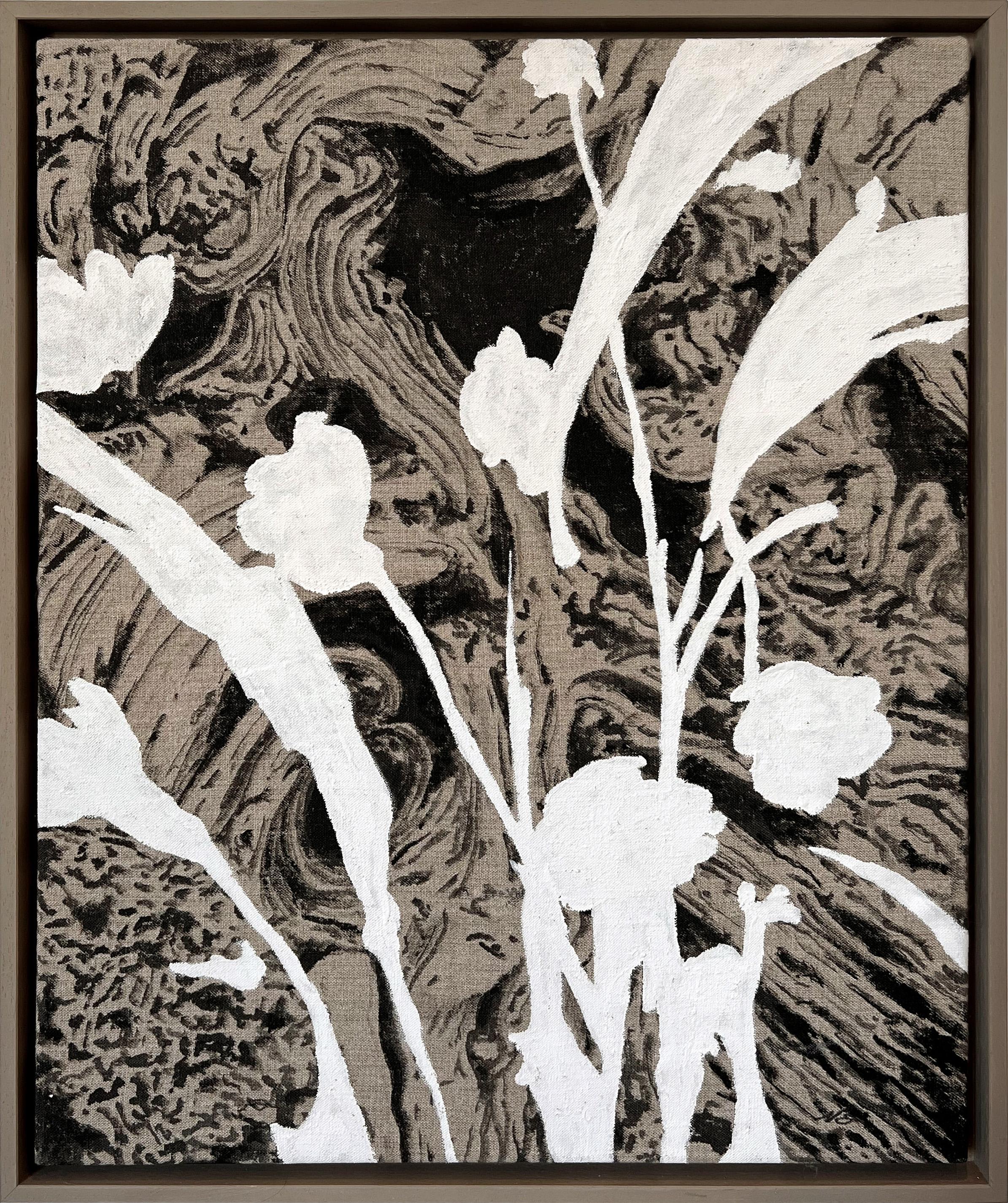 Nicholas Evans Abstract Painting - “So Plant, So Animal III” (Black & White, Graphic, Bold, Abstract, Neutral)