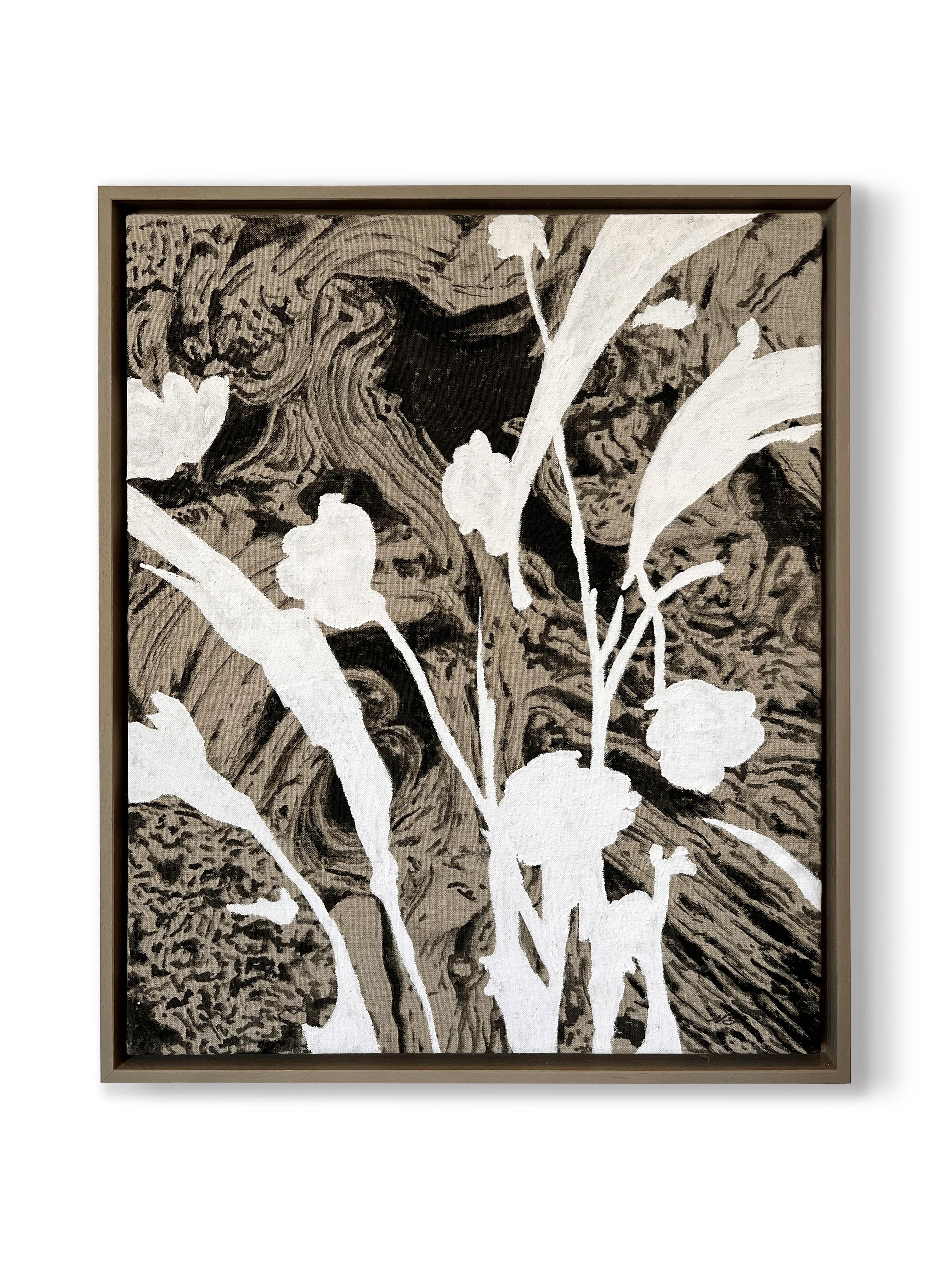 “So Plant, So Animal III” (Black & White, Graphic, Bold, Abstract, Neutral) - Painting by Nicholas Evans