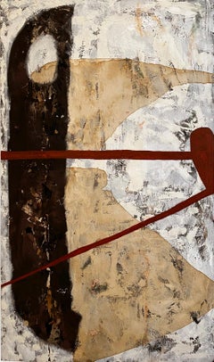 "Some Spain" (Abstrait, Neutre, Graphique, Audacieux, Peinture noire et blanche sur Wood)