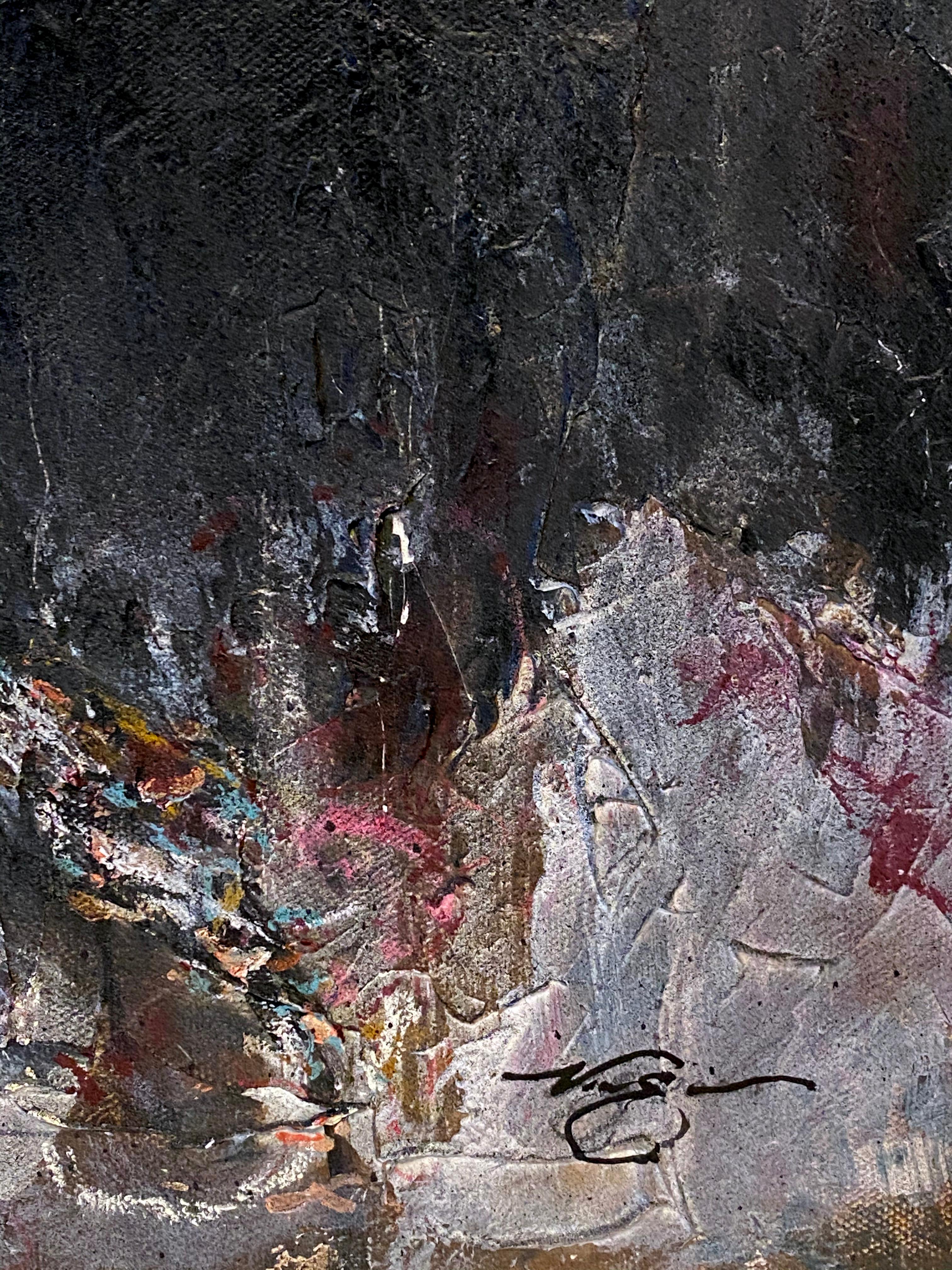 Spectre (Contemporary, Cerebral, Figurative, Black Canvas Painting with Type)  en vente 3