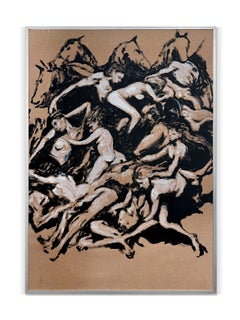 "Stirrings Of The Ceiling" (Fauna, Female, Horses, Nude Bodies, Animals, Framed)