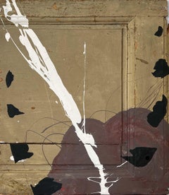 "SUTIV" (Abstract, Bold, Graphic Painting on Antique Wood Door)