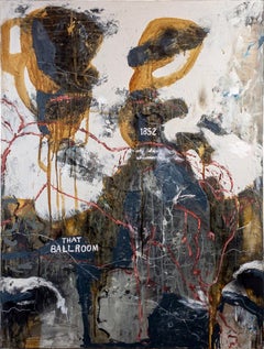 "That Ballroom” (Abstract, Contemporary, Horse, Painting with Type on Canvas)